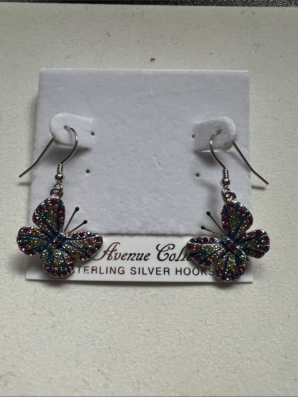 Avenue Collection Multicolor Sparkle Butterfly Earrings - Sterling Silver Hooks